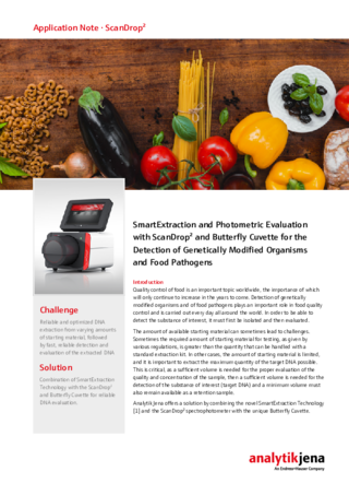SmartExtraction and Photometric Evaluation with ScanDrop2 and Butterfly Cuvette for the Detection of Genetically Modified Organisms and Food Pathogens