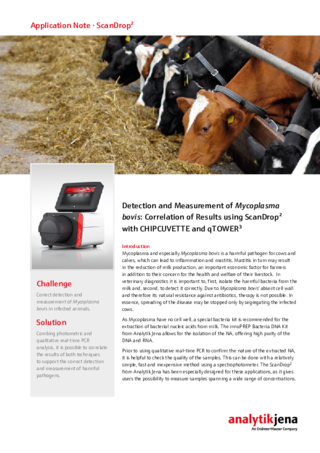Detection and Measurement of Mycoplasma bovis: Correlation of Results using ScanDrop2 with CHIPCUVETTE and qTOWER3